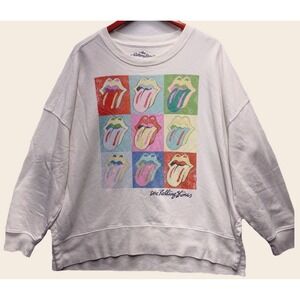 The Rolling Stones Pop Art Tongue Logo Graphic Sweatshirt White XL 2023 Bravado